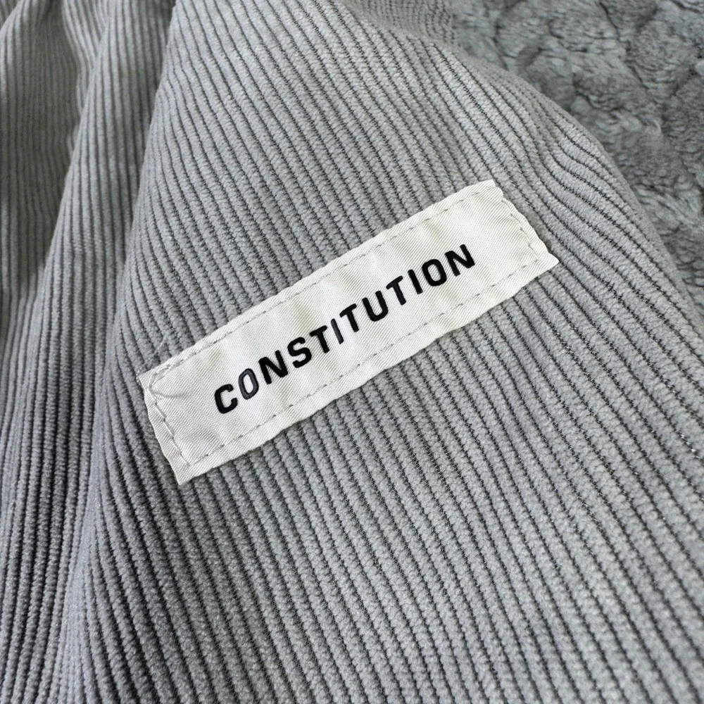 Manfinity Constitution Mens Gray Corduroy Pants Elastic Waist Drawstring Large